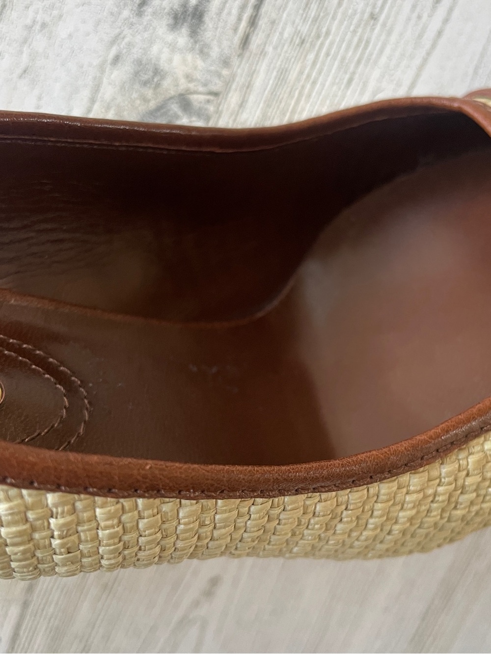 Celine Slingback Heels Brown Leather & Raffia Straw Pointed-Toe SZ 40.5 C US 9.5 - Picture 13 of 14